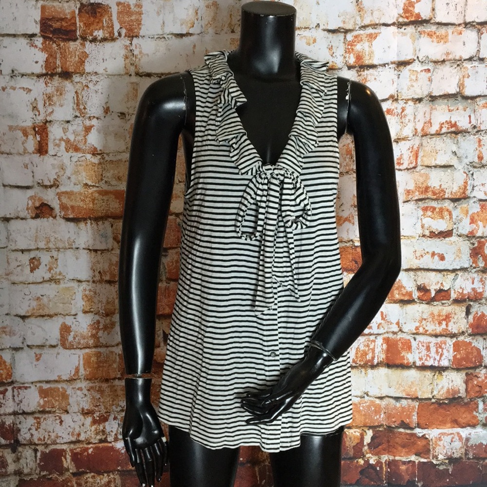 Anthropologie Dolan Striped Ruffled Tank Top